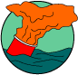 Illustration of floating orange smoke signal