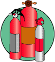 Illustration of three Fire extinguishers