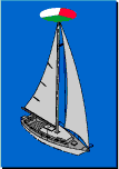 Illustration of sailboat less than 65.6 feet, with red, green, and white navigation lights on mast.